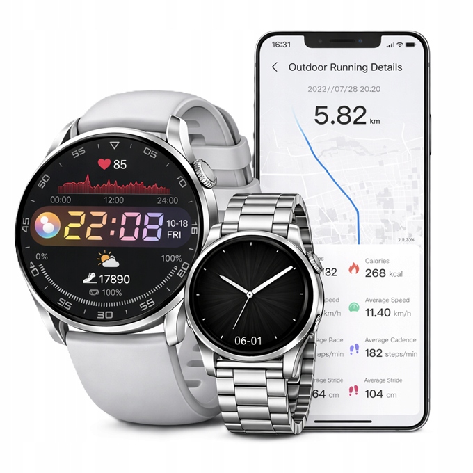 Smartwatch Męski Gps Zegarek Wodoodporny IP68 Menu Pl Rozmowy Sport PASEKx2