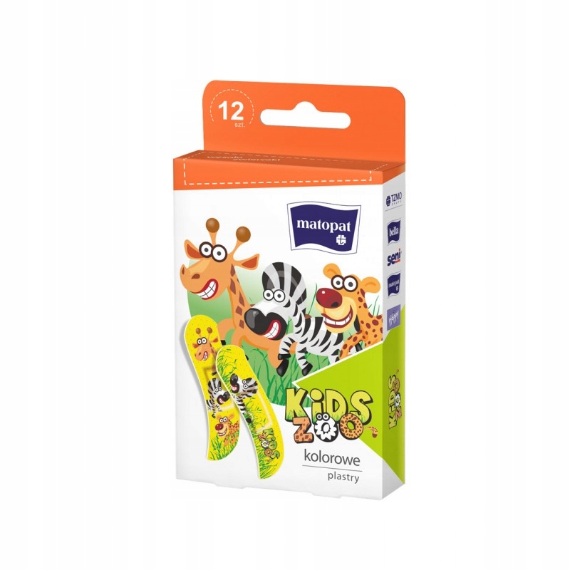 

Zestaw plastrów Kids Zoo, z opatrunkiem 12 szt