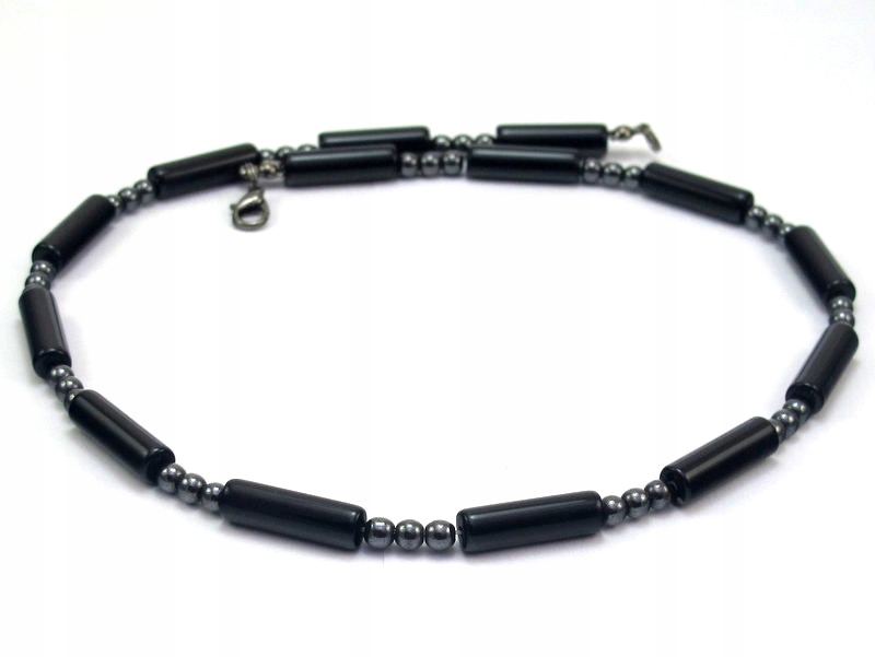 

Naszyjnik męski Koraliki akrylowe Hematyt [N419]