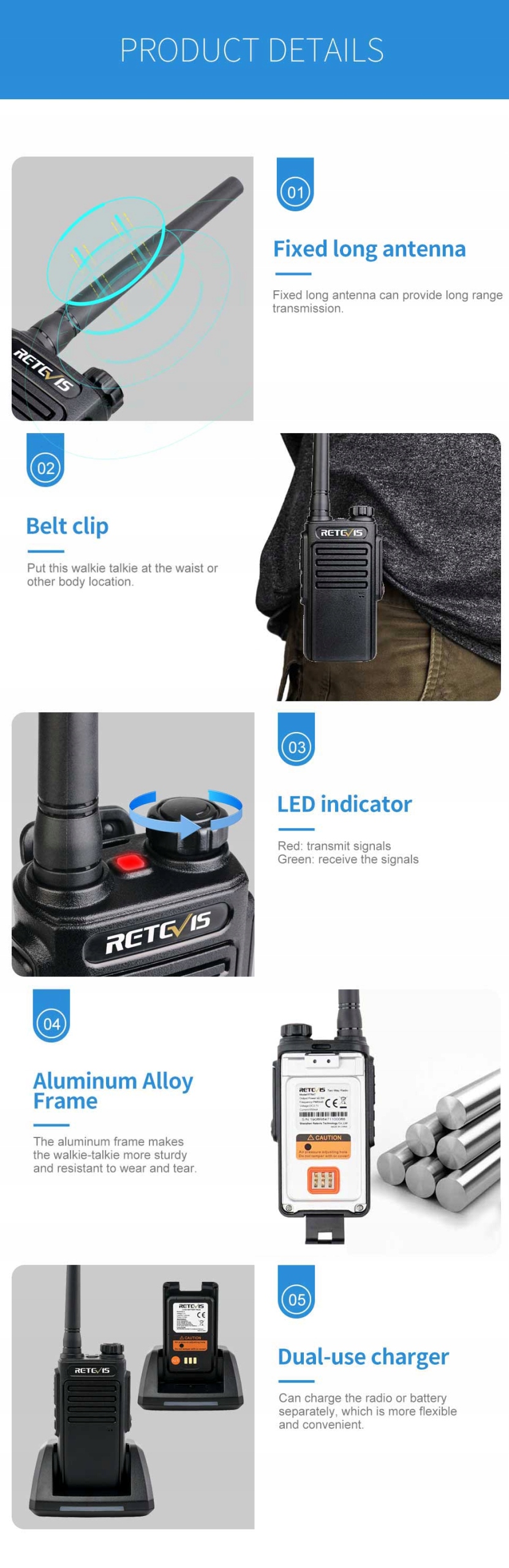 Retevis RT647 profesjonalne krótkofalówki PMR446 Marka Retevis