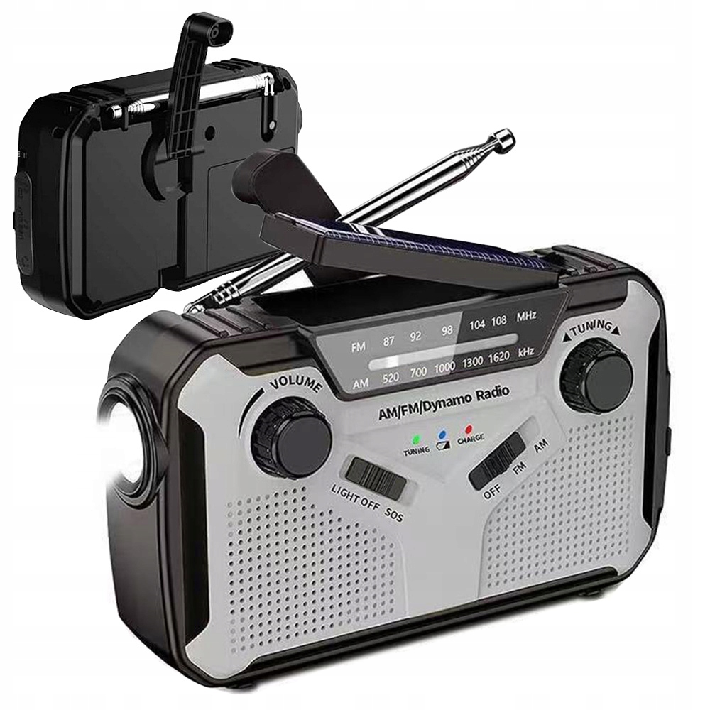 Outdoorové Survivalové rádio s solární sirénou Dynamo Sos a svítilnou