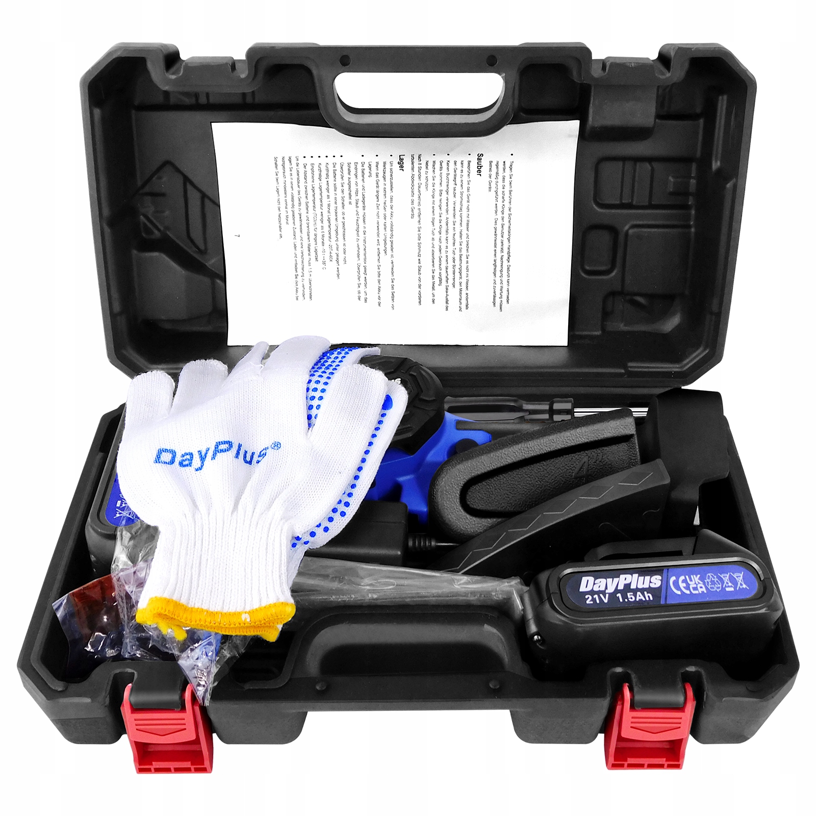 AKUMULATOROWA PILARKA PIŁA ŁAŃCUCHOWA DO DRZEWA 2XAKU WALIZKA ZESTAW Długość łańcucha 10 cm