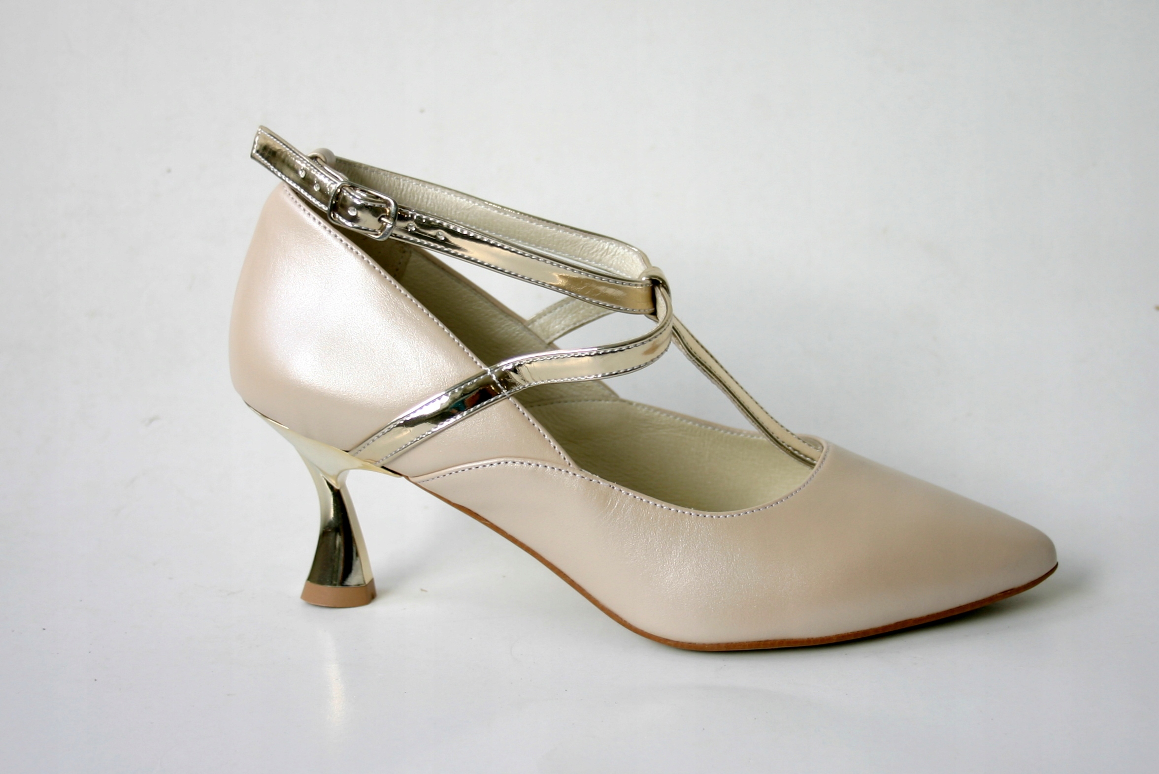 svatební lodičky s proužky, béžové, Lina T outlet 36