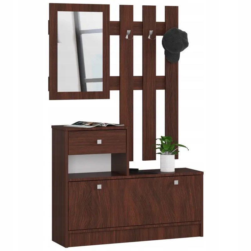 

Szafka na buty 1 półka 90 cm wenge lustro wieszak