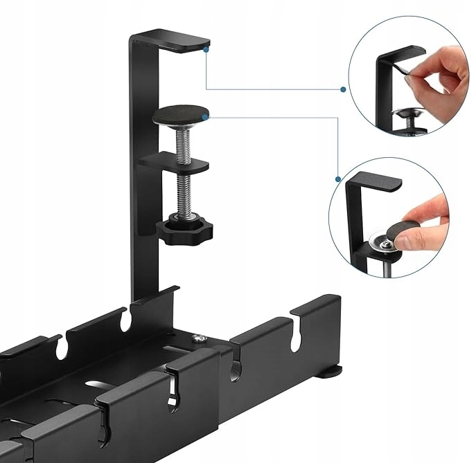 Regulowany organizer na kable pod biurko Alogy OR-02 czarny – Szybki montaż