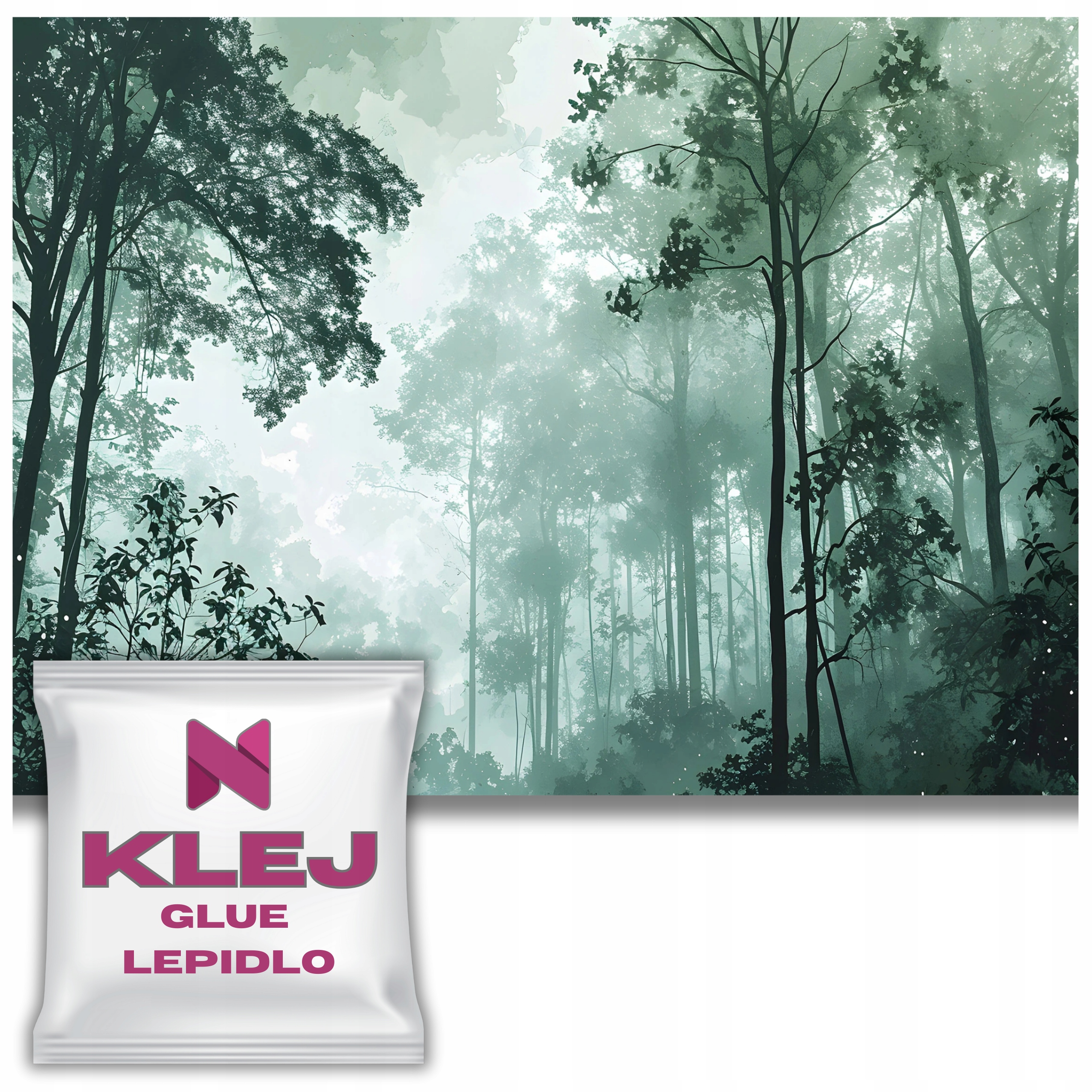 Fototapeta Zelený lesní relaxační dekorace ve skandinávském stylu 260x390
