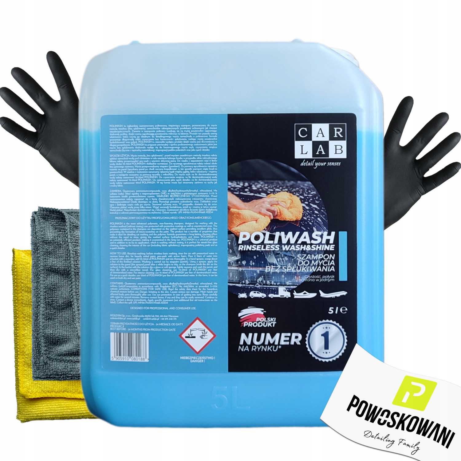 CARLAB POLIWASH RINSELESS BLUE 5 L Szampon Samochodowy BEZ SPŁUKIWANIA