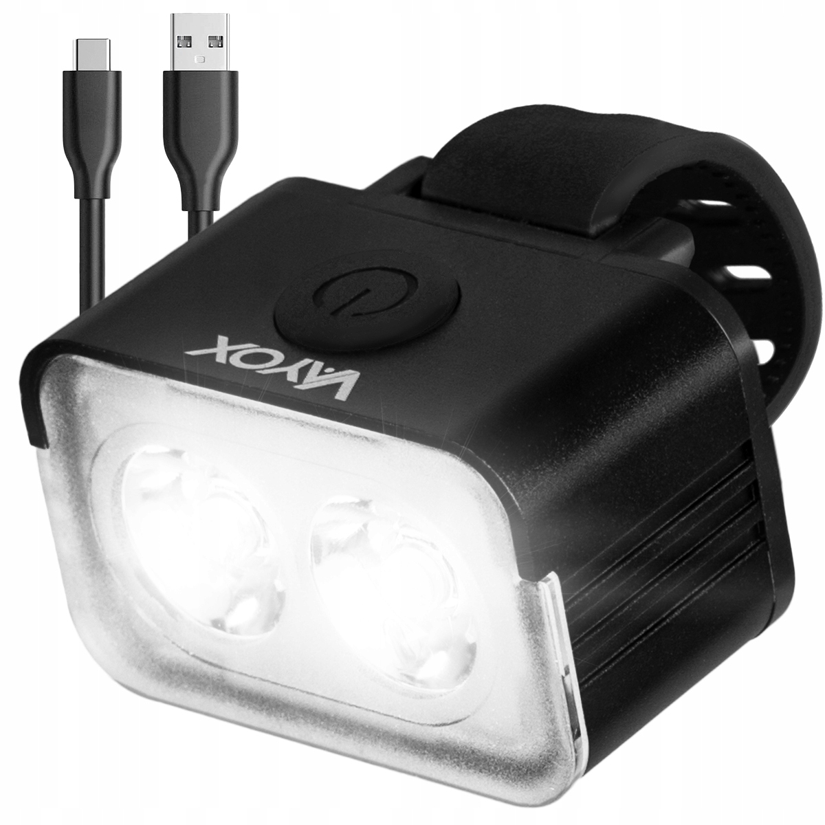 LAMPKA ROWEROWA PRZÓD NA KIEROWNICE ŚWIATŁO LED OŚWIETLENIE ROWER USB VAYOX