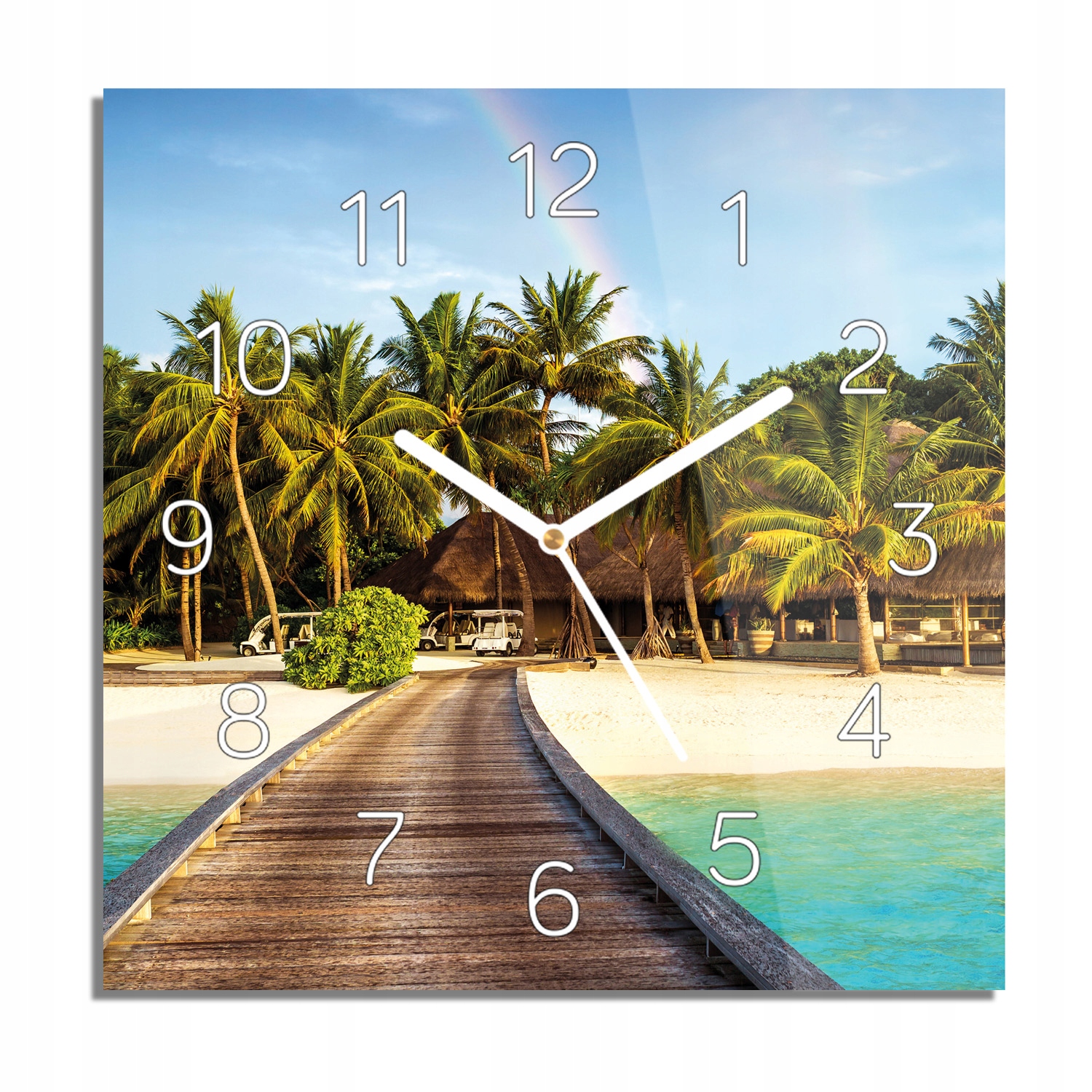 

Most palmy tęcza zegar na szkle z grafiką 30x30