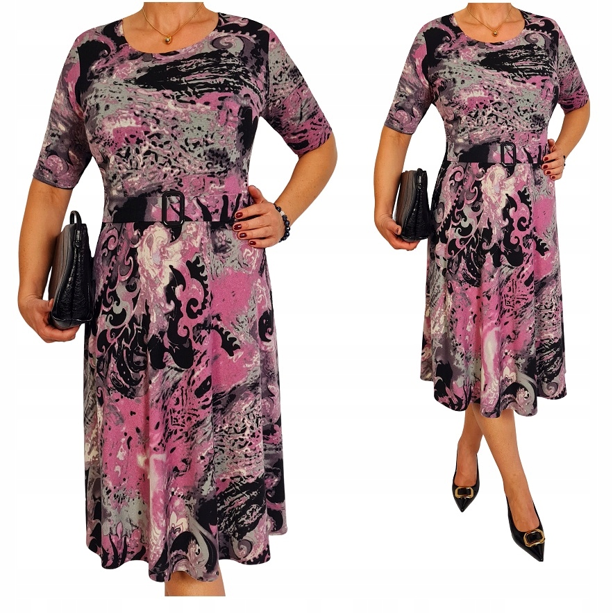 Šaty trapézová, teplá, zeštíhlující, velikost 42 44 46 48 50 52 54 56