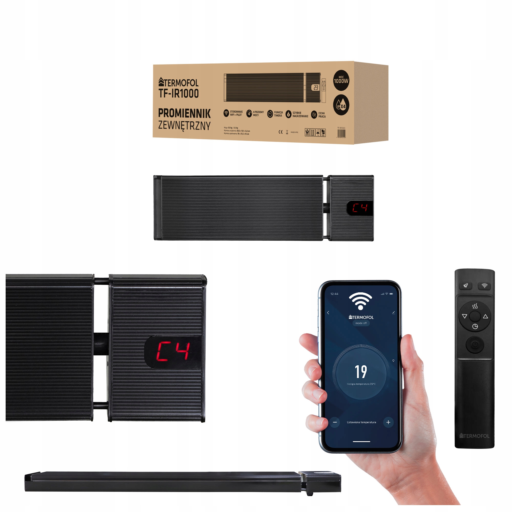 Vonkajší infračervený ohrievač Žiarič s Termostat 1000W WiFi diaľkovým ovládaním