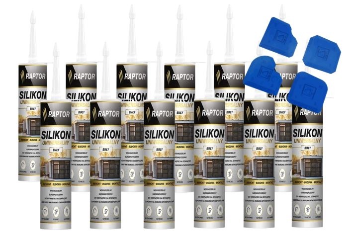 12 x univerzální silikon Bílý 280 ml Raptor 4 gumové kostky