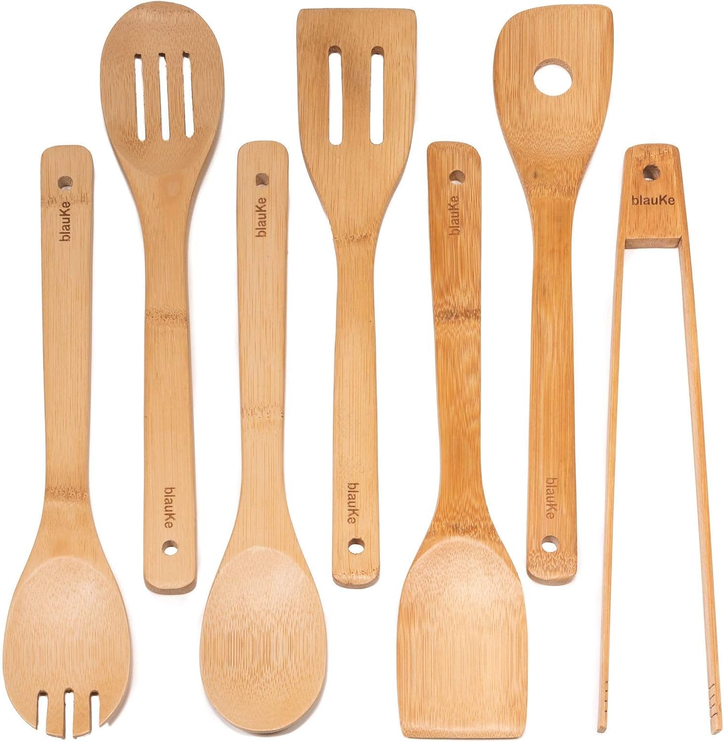 Bambusové Kuchyňské Náčiní 7 Ks 30 CM Lžíce Špachtle Kleště