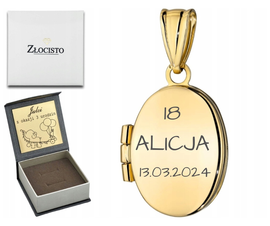 Zlatý Přívěsek Velká Krabička Ovál 585 Gravírování Jako Dárek