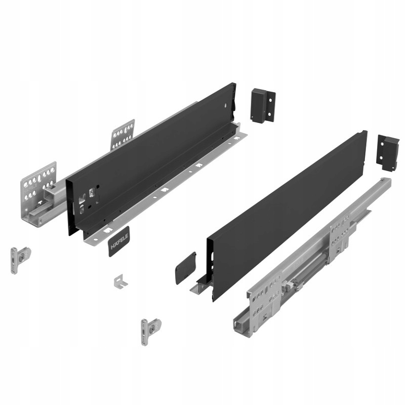 Szuflada Hafele Matrix S Slim 3D antracyt 500 mm niska H84 cichy domyk 35kg