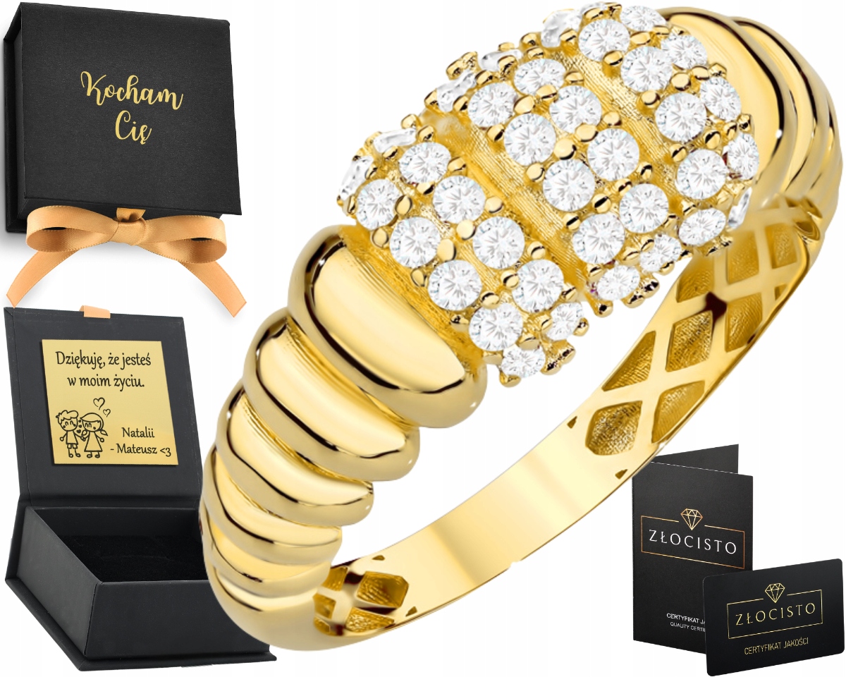 Prstýnek s trojitým okrajem osázeným zirkony Dárek