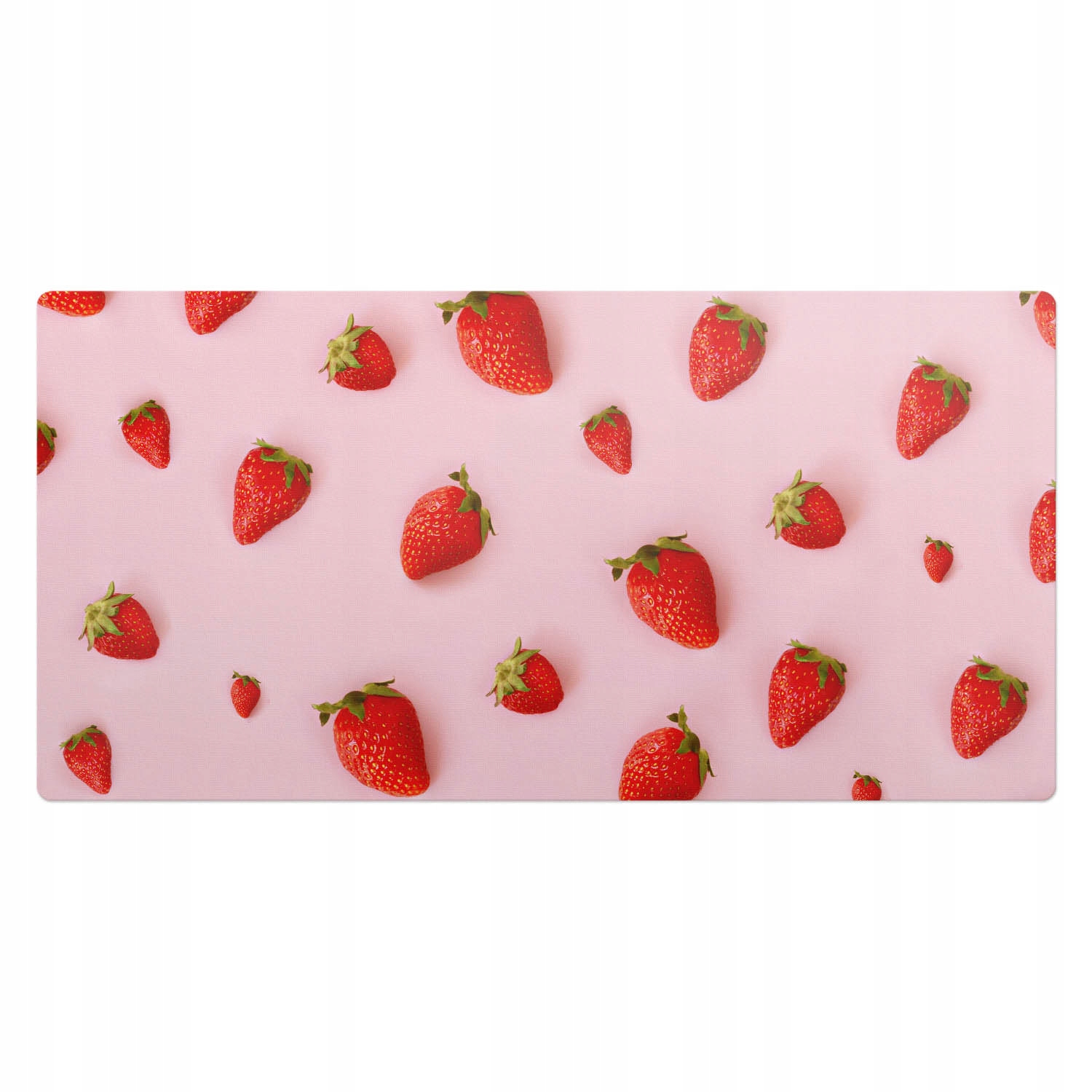 Mata gamingowa z nadrukiem na biurko Truskawki na pastelowym tle 100x50 cm