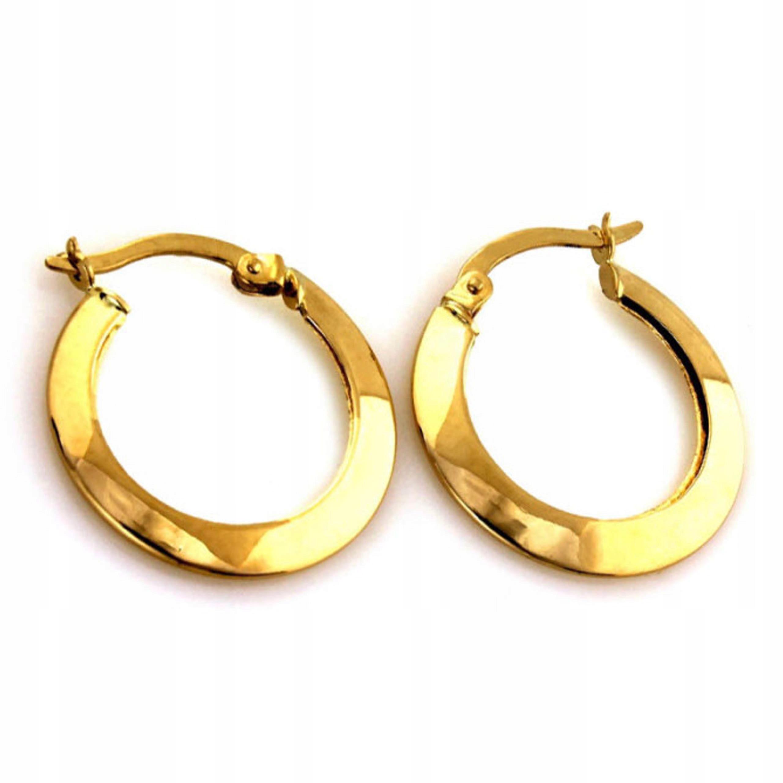 Zlaté náušnice 585 lesklá kolečka 14 K, moderní vzor pro ni, módní