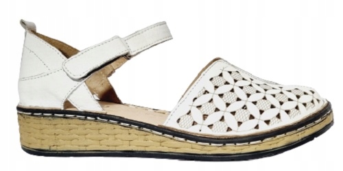 Dámské sandály na podpatku Manitu 910168-03 bílé, velikost 42