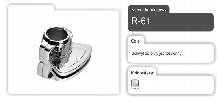 ZŁĄCZE UCHWYT DO PŁYTY JEDNOSTRONNY DO RURY CHROM R-61/C AMIX Marka Amix