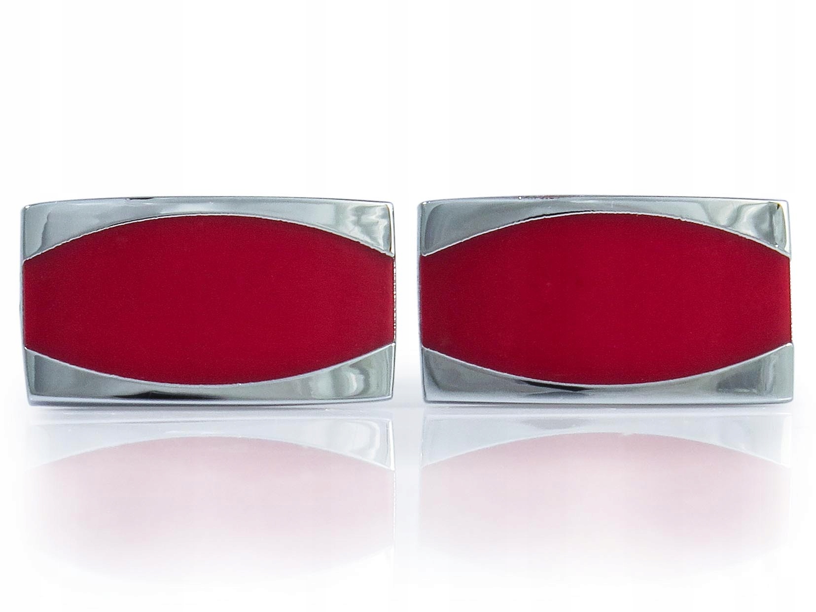 

Srebrno-czerwone spinki do mankietów w etui N144