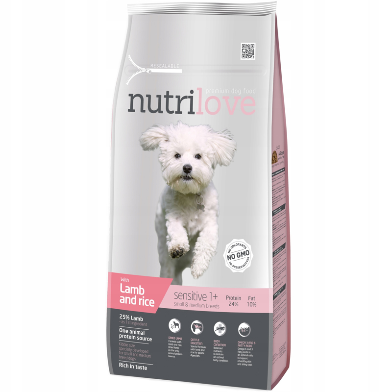 Nutrilove Adult Sensitive Small & Medium Breeds Lamb & Rice 8kg