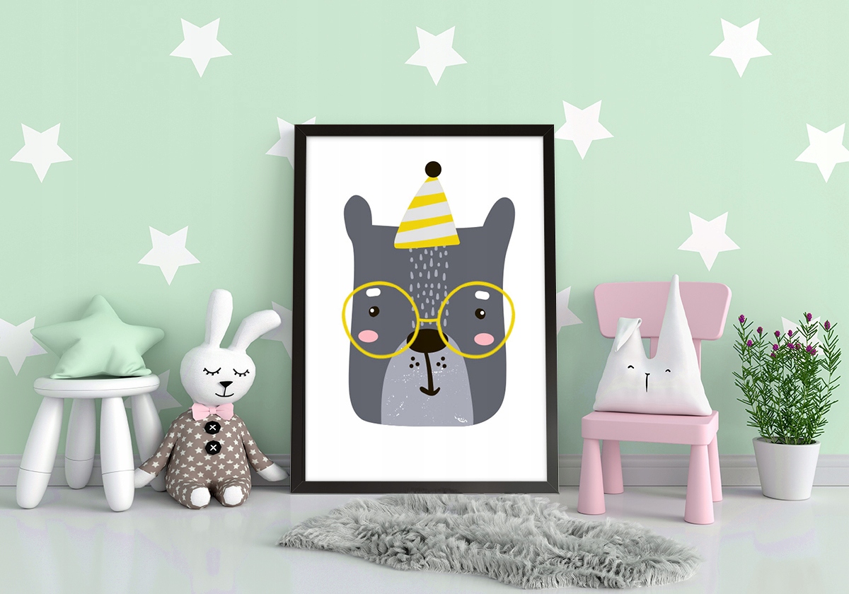 OBRAZ PLAKAT W RAMIE A4 cm Miś PD261 Marka inna marka