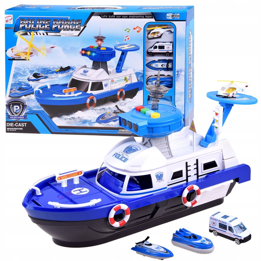 

Zestaw Łódź Policja helikopter pojazdy ZA3341