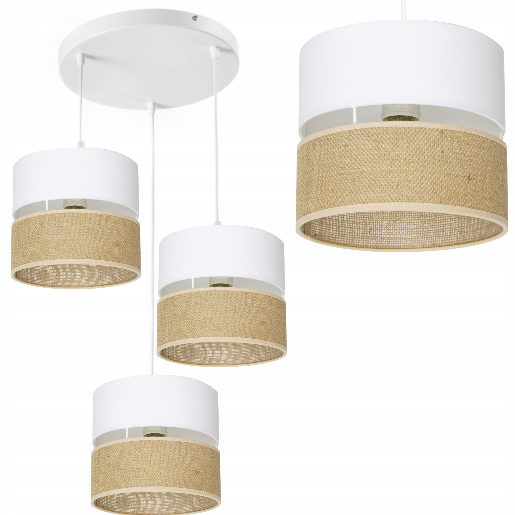 Závěsná Stropní Lampa Jutový Talíř Stínidlo Boho Juta Skandinávská Led E27
