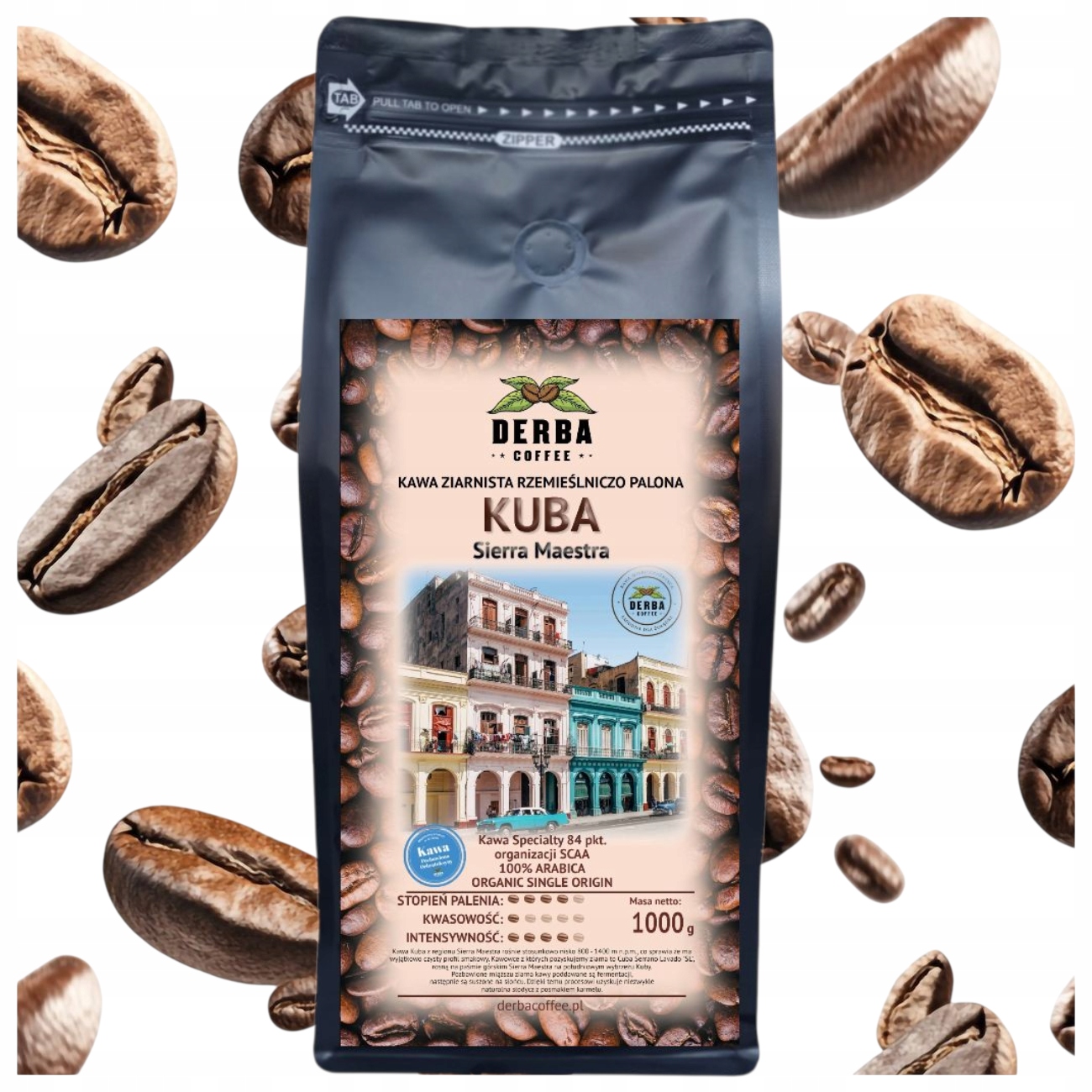 Kawa Kuba niskodrażniąca 1kg ziarnista 100% Arabika Specialty SierraMaestra