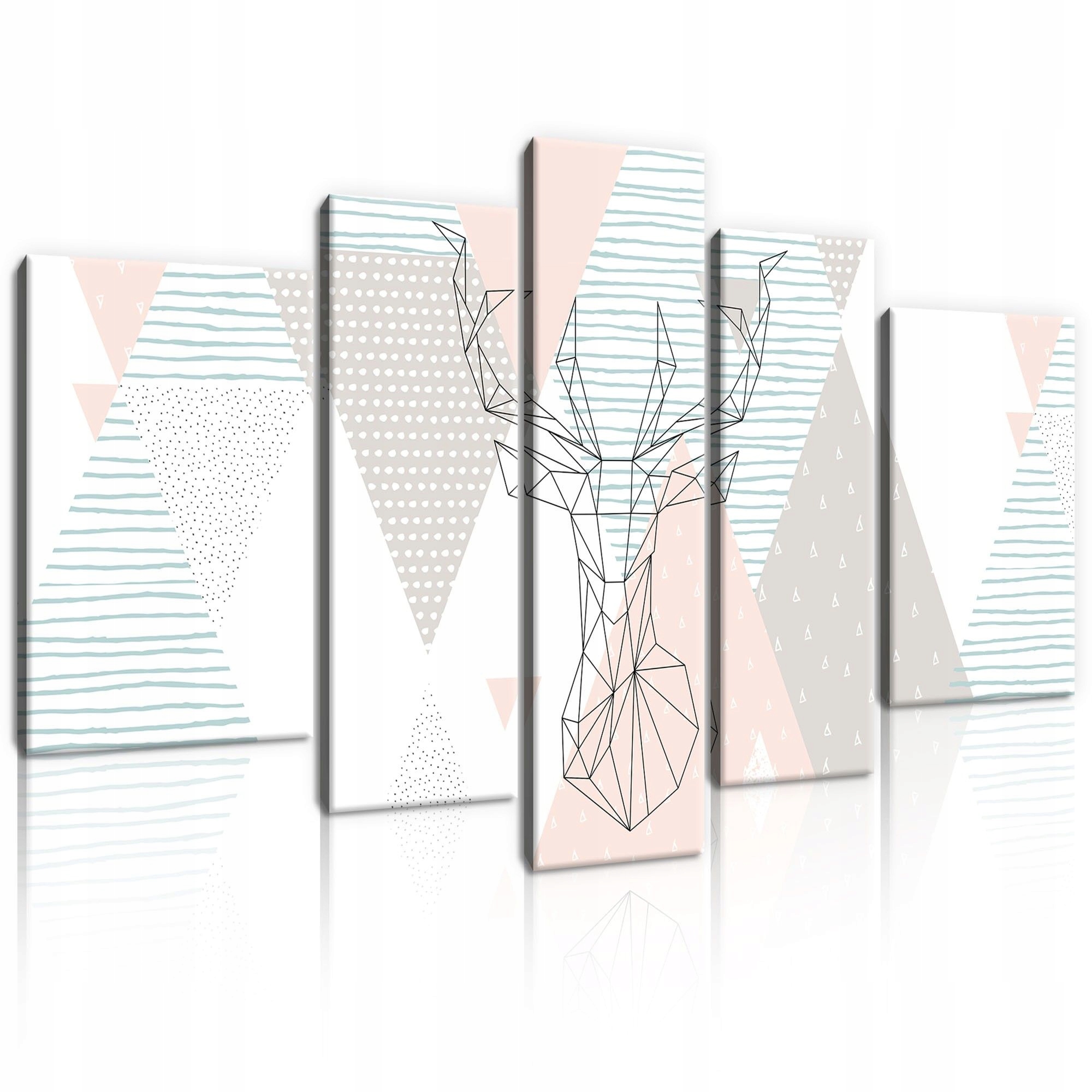 Obraz 170x100 modulárna abstrakcia jeleň geometria pastelový minimalizmus