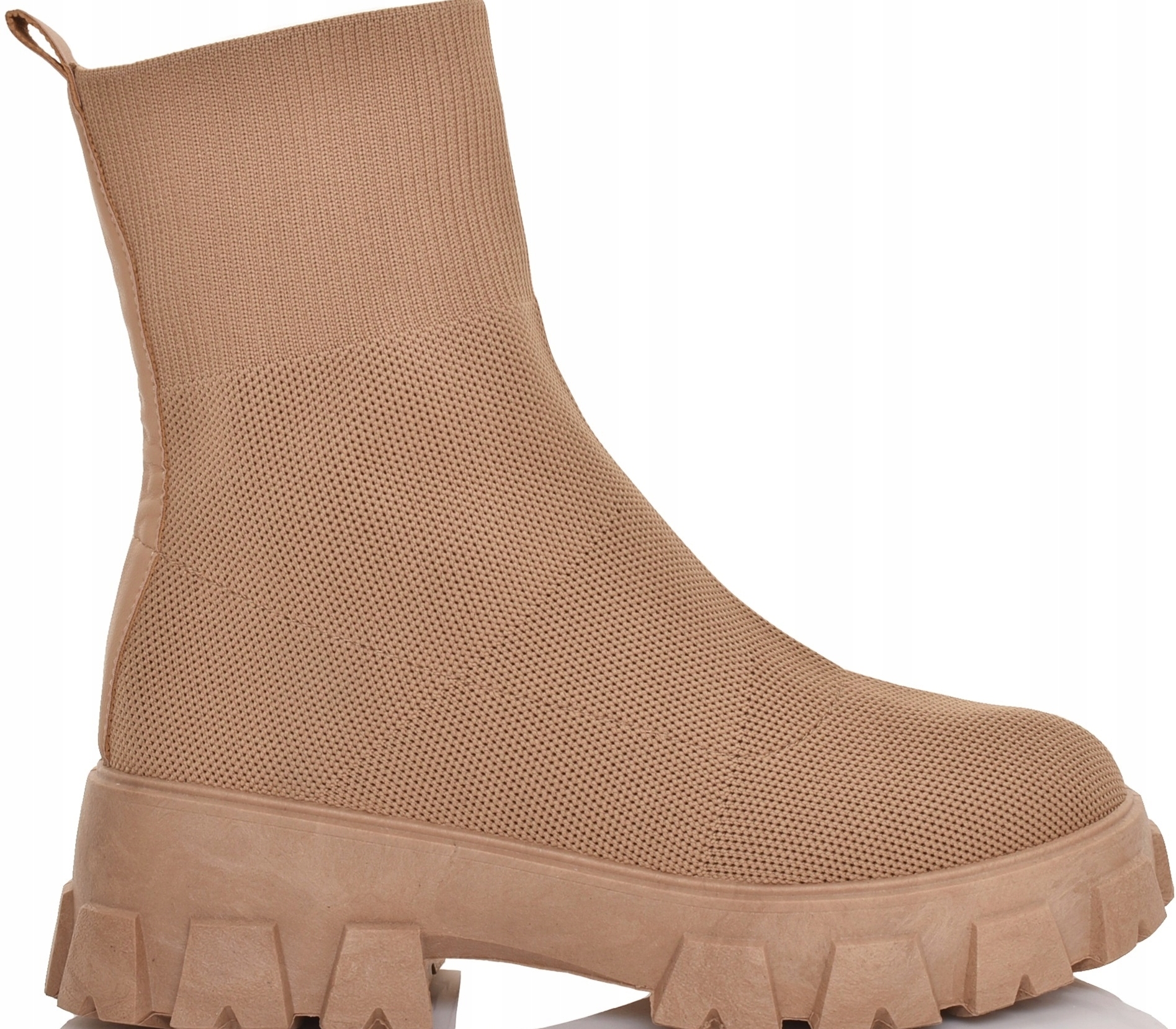 BOTKI WSUWANE SKARPETKOWE NA PLATFORMIE LYCRA