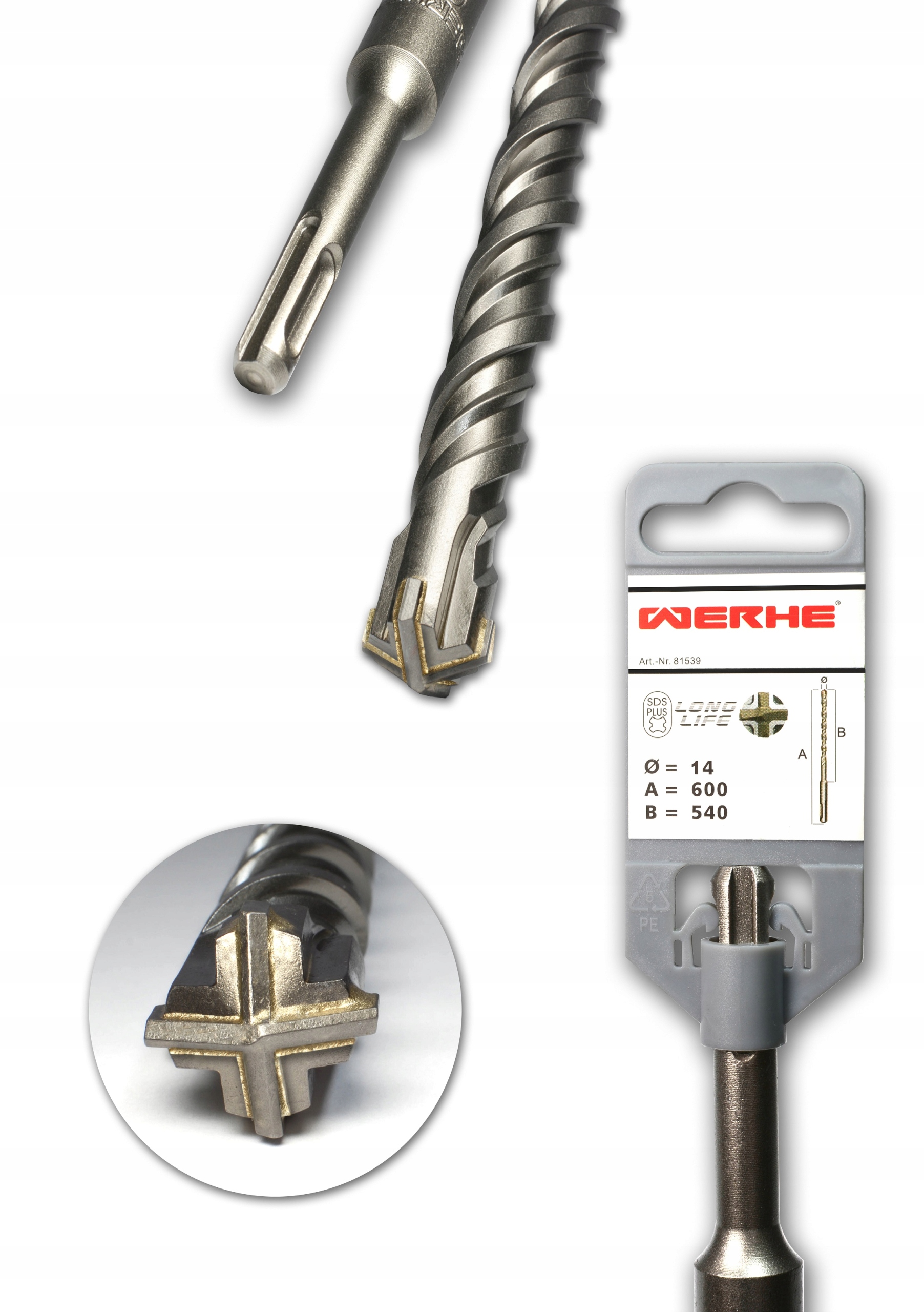 

Wiertło do Betonu krzyżowe Sds Plus 14x600mm Werhe