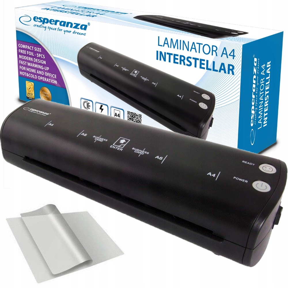 LAMINATOR A4 LAMINARKA DO FOLII + 5 SZT FOLII (INTERSTELLAR) • Cena