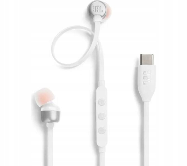 Słuchawki przewodowe JBL Tune 310C USB-C Dokanałowe Mikrofon Białe