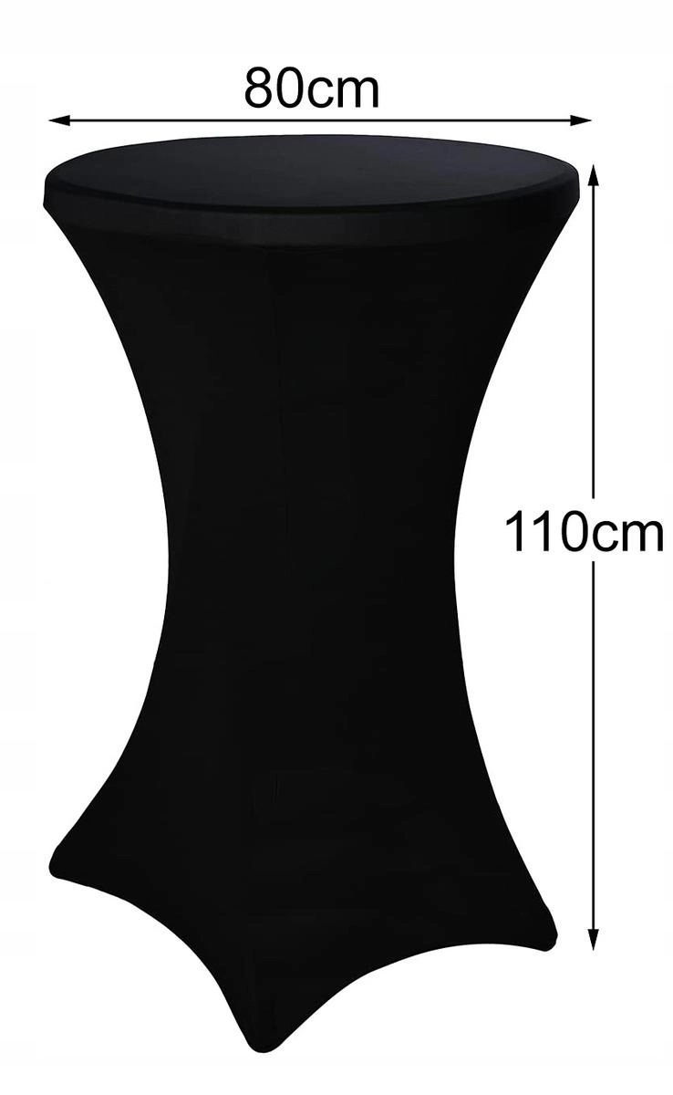 POKROWIEC NA STOLIK KOKTAJLOWY OBRUS OKRĄGŁY STÓŁ CATERINGOWY 80CM CZARNY Szerokość produktu 80 cm