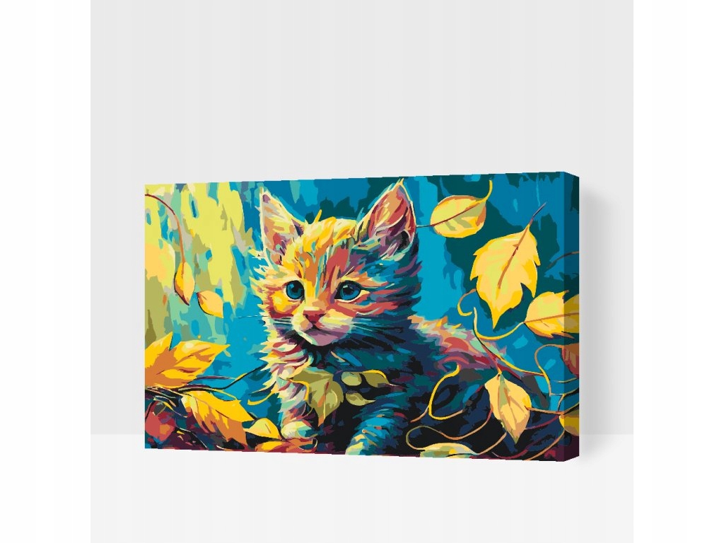 Malování Podle Čísel Kočka Barevný Listy Květiny Zvíře Velké 80 x 120 cm
