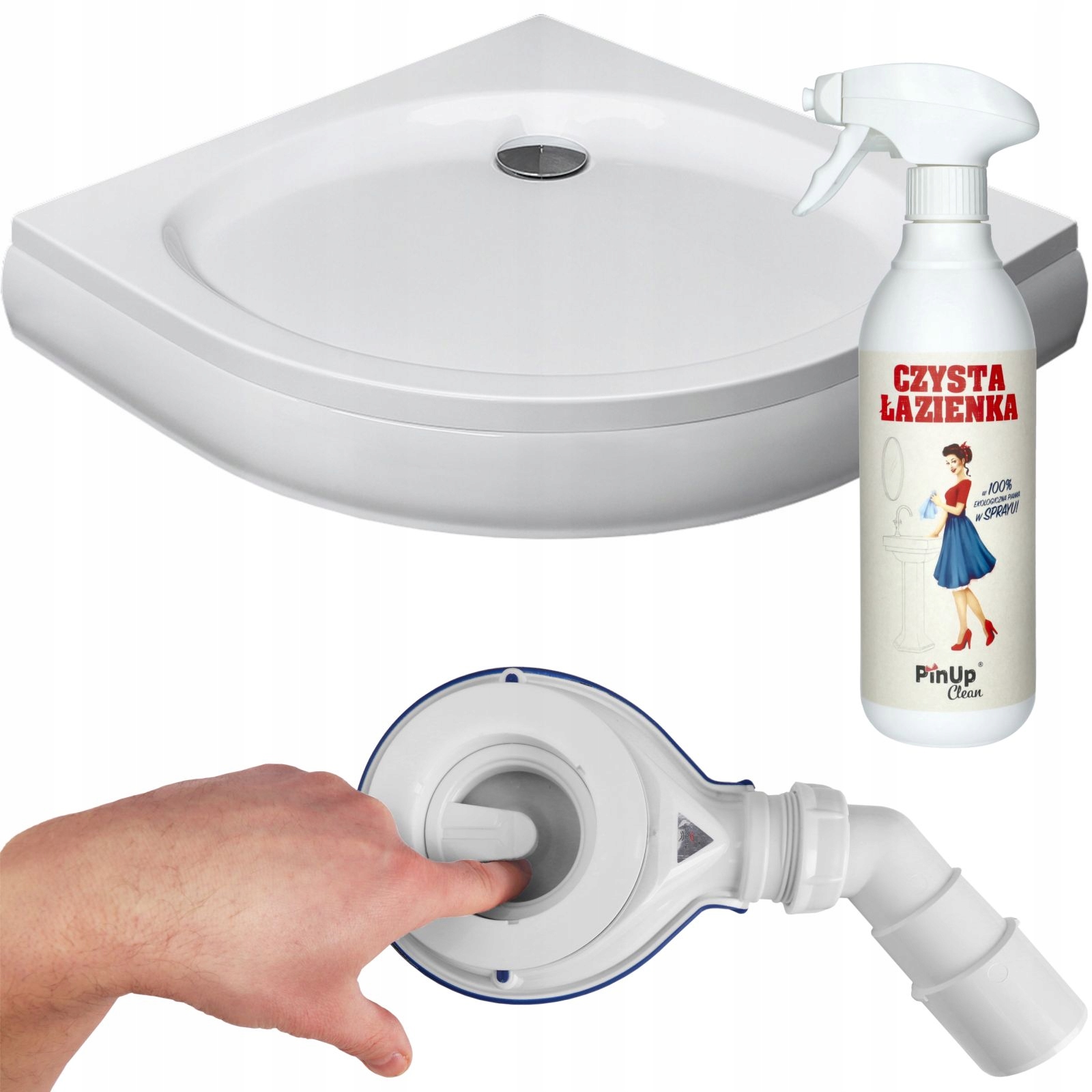 Brodzik 100x100 prysznicowy wysoki antybakteryjny półokrągły syfon Premium