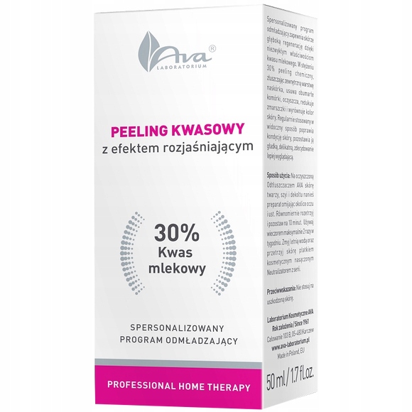 

Ava Kwasowy peeling rozjaśniający Kwas mlekowy 30%