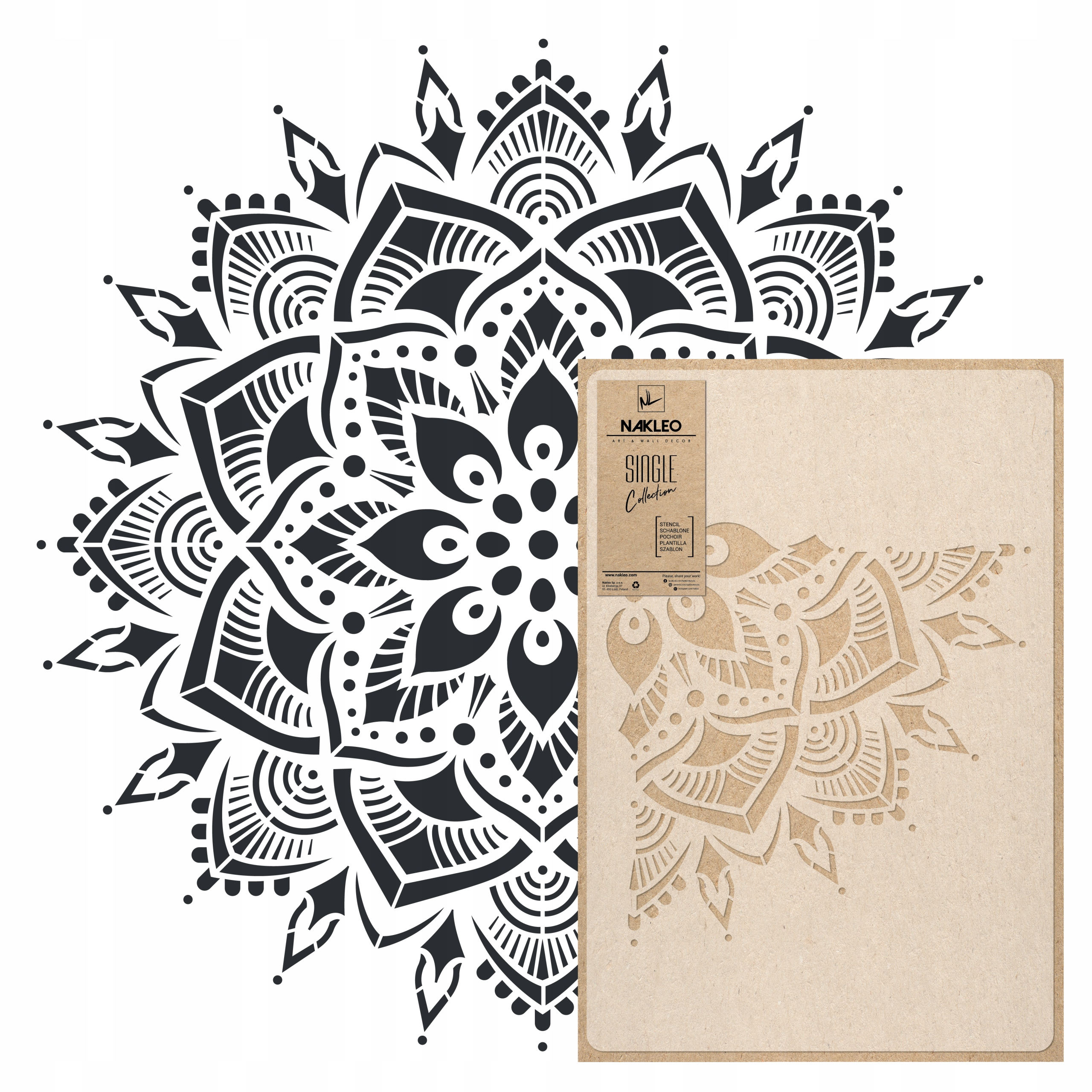 Šablona Malířská Mandala XL Průměr 103 cm Pro Omítky Opakovaně Použitelný Omítka Beton