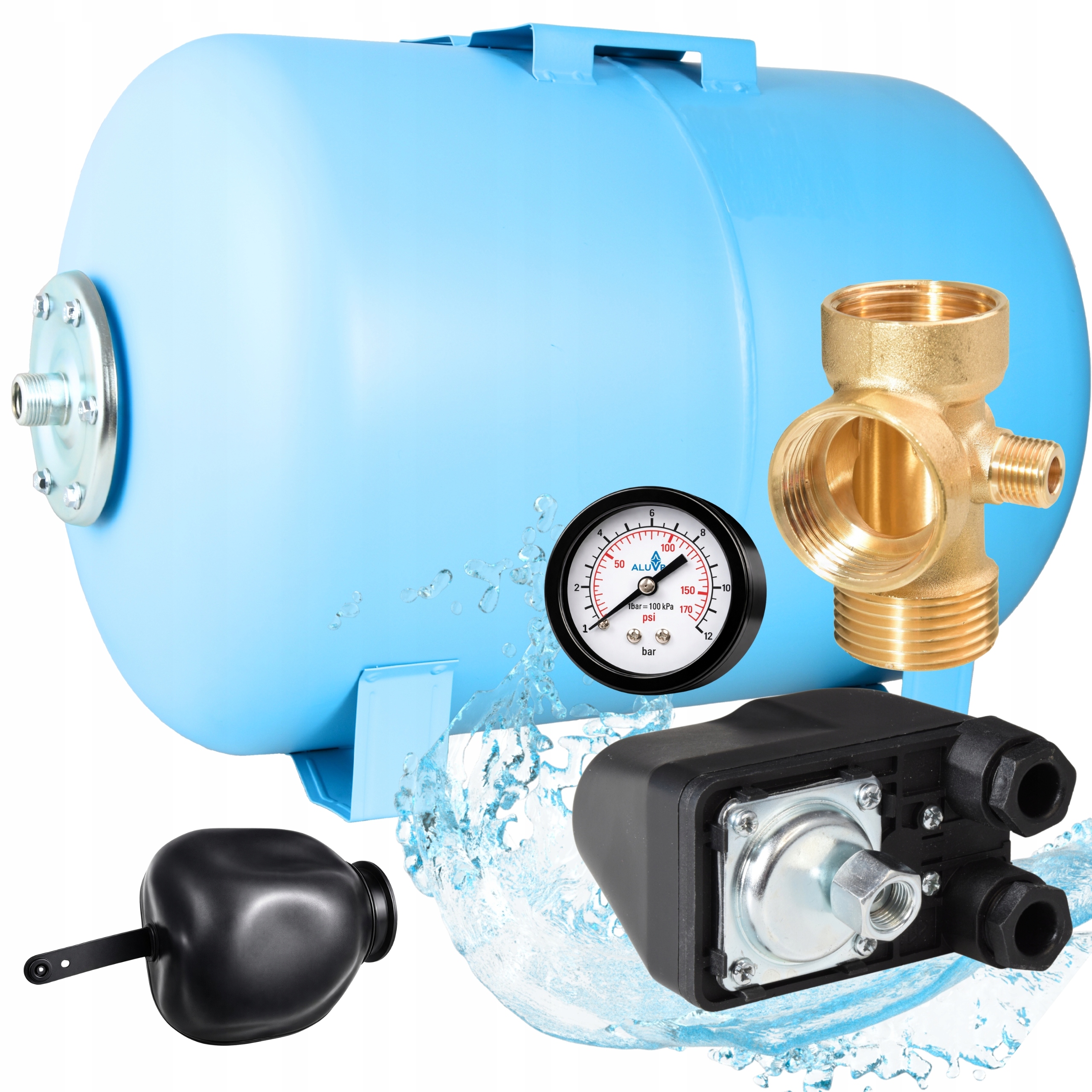 Komplet S Nádržou 100 L, Príslušenstvo Manometer Presostat Pre Čerpadlo Hydroforu