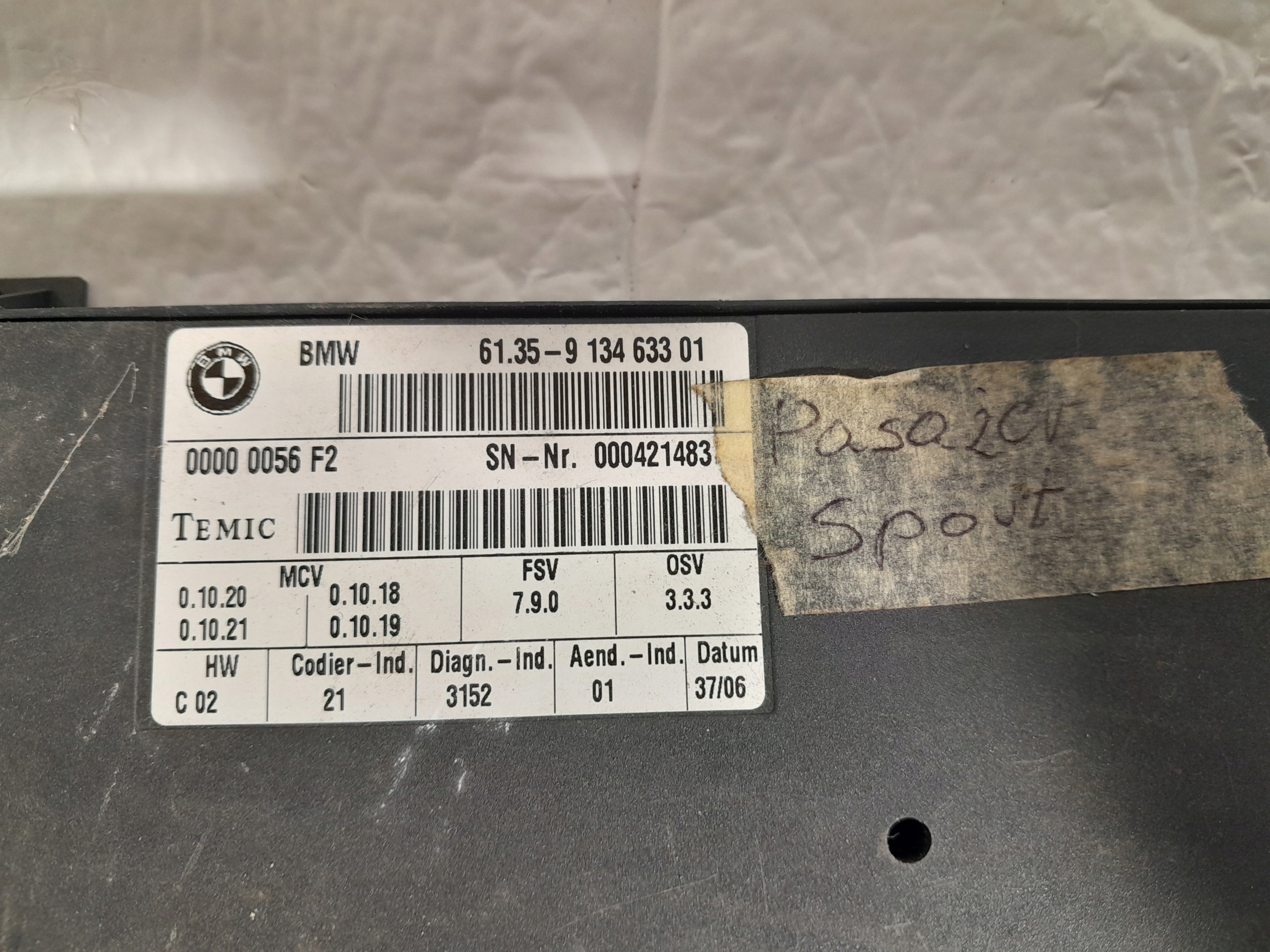 BMW 5 E60 E61 E65 X5 E70 X6 E71 Module Unité de contrôle Siège 9134633