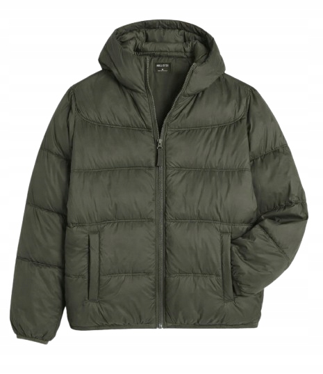 Péřová bunda Abercrombie Hollister XL puffer prošívaná zelená