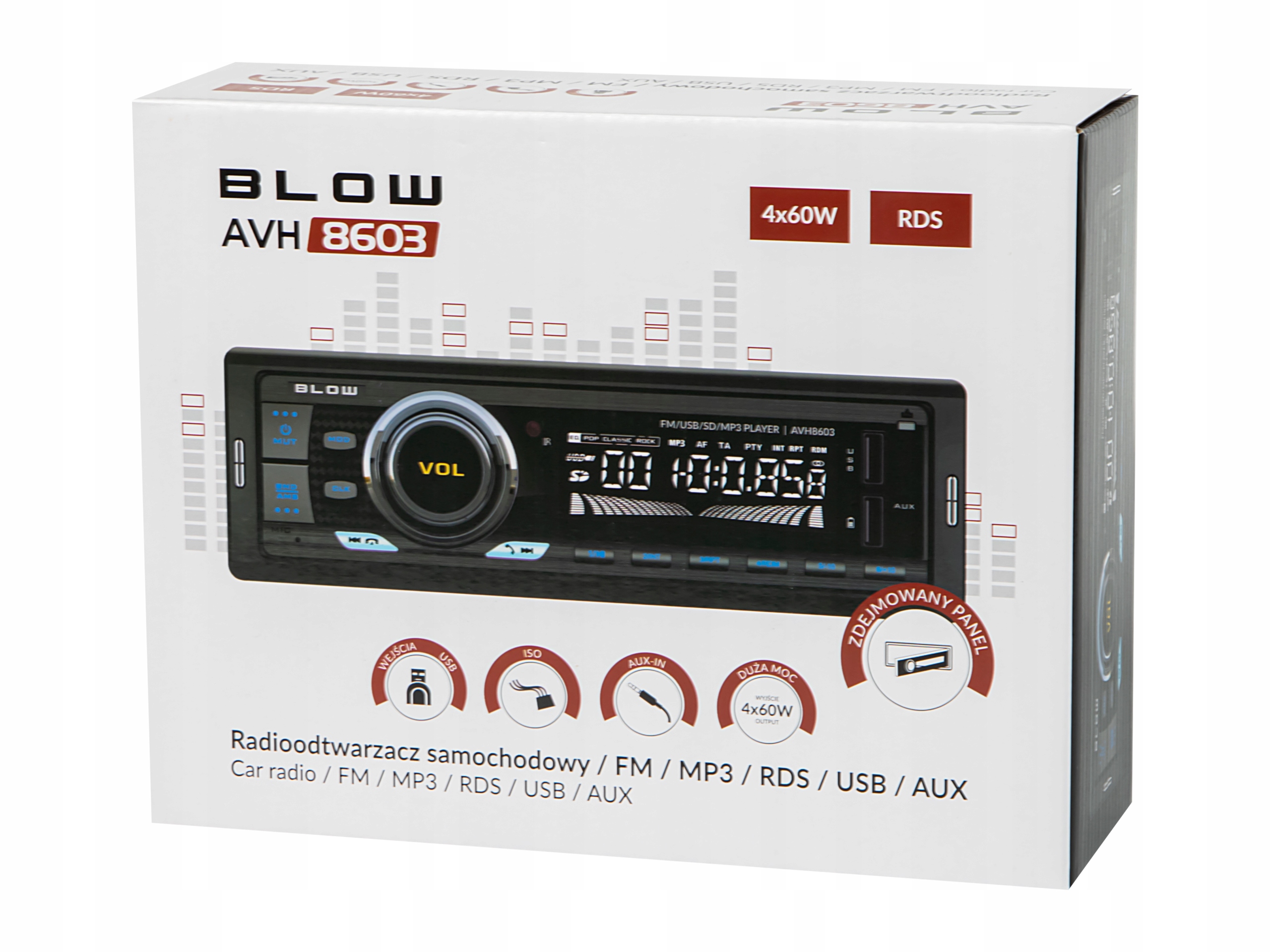 RADIO SAMOCHODOWE 1-DIN BLUETOOTH USB SD RDS 4x GŁOŚNIKI PILOT ZESTAW 520W Komunikacja Bluetooth