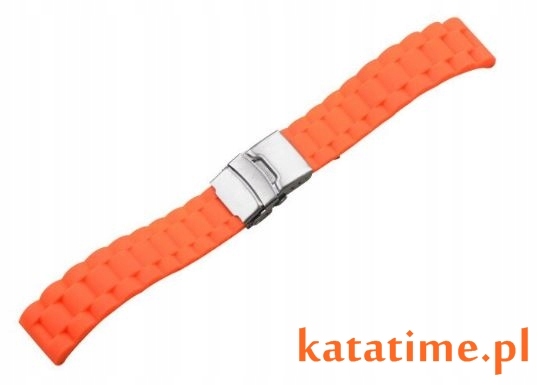 Bransoletka pasek do zegarka, smartwatcha gumowa gumowy 24 mm pomarańczowa