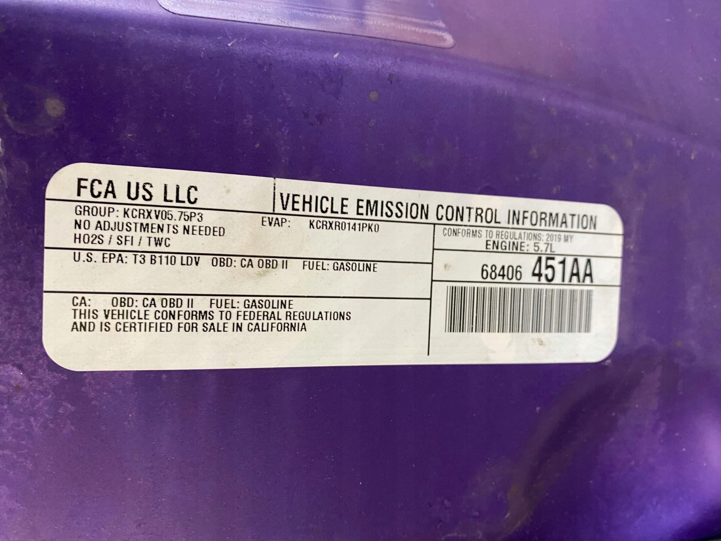 bonnet Dodge Challenger 5.7 Scatpack 2015+ USA
