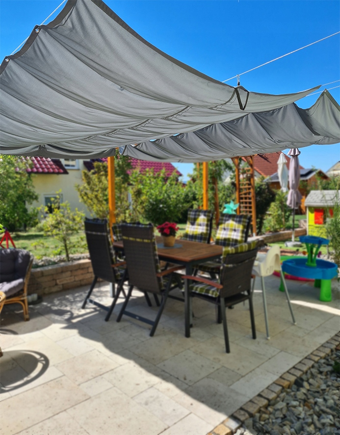 ŻAGIEL PRZECIWSŁONECZNY WODOSZCZELNY NA WYMIAR ROZSUWANY ZWIJANY NA PERGOLĘ Marka Sun Shade