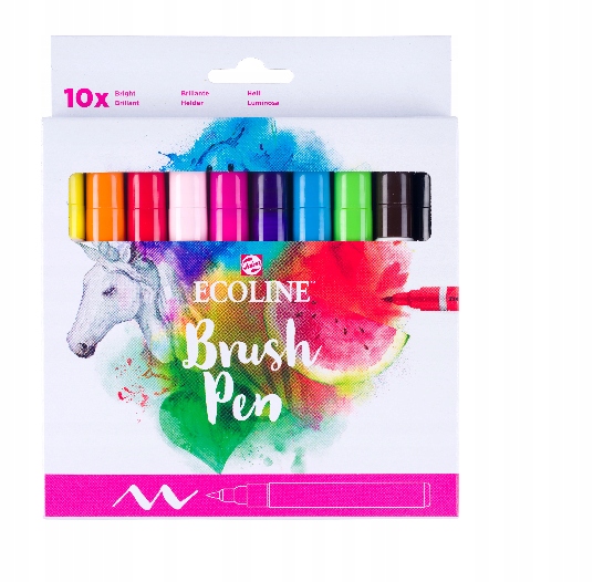 Ecoline Brushpen Set 10 Bright (karton)