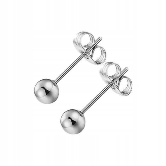 KOLCZYKI KULKI SREBRNE STAL CHIRURGICZNA WKRĘTKI 4MM