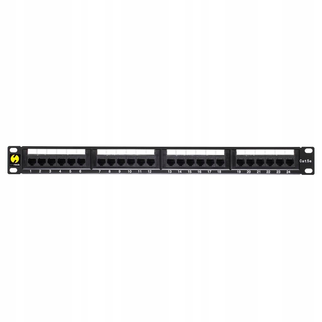 Patch panel Netrack 19'' 24-portowy kat. 5e UTP z półką 1U
